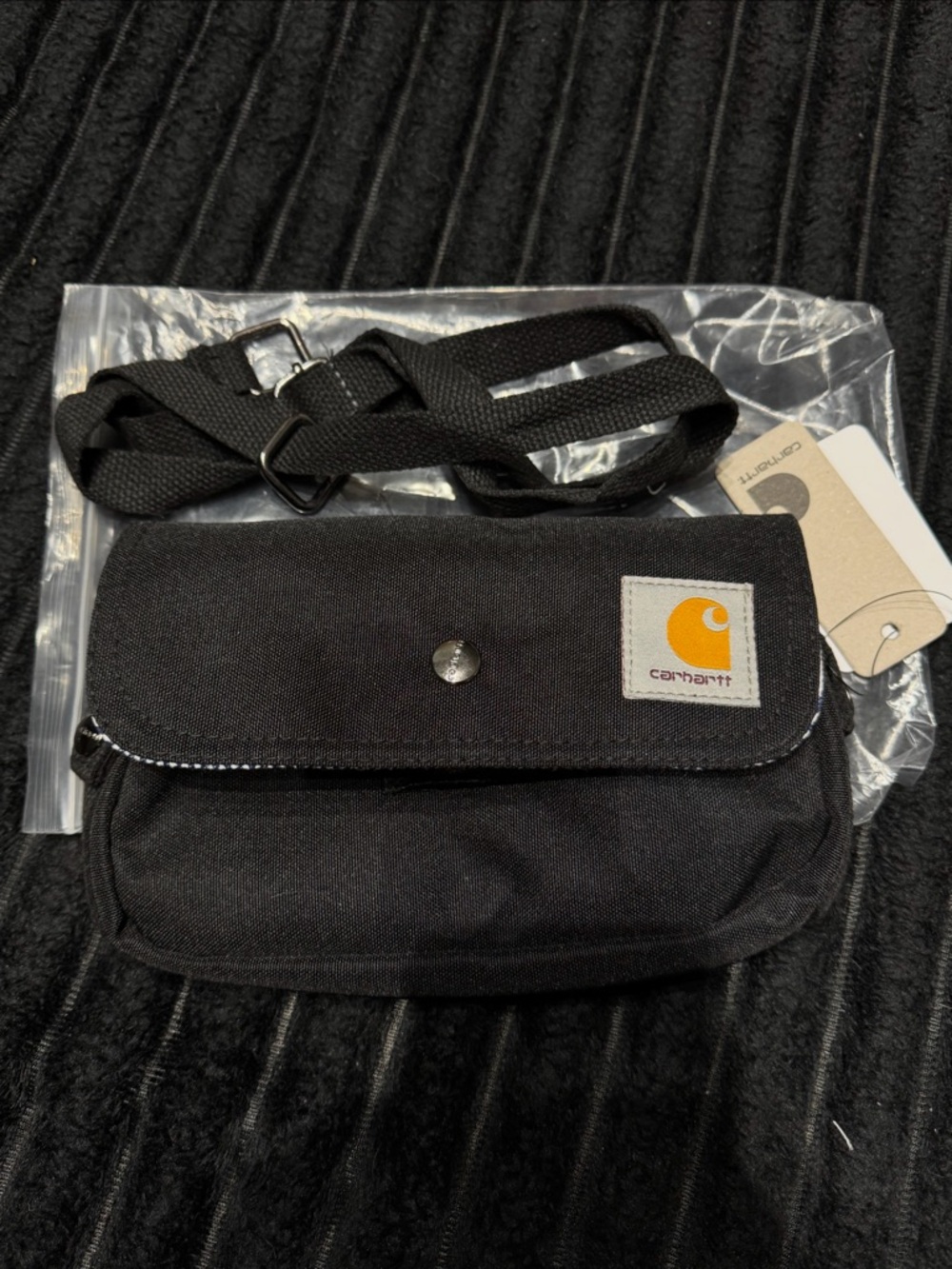 Carhartt Black Small Crossbody Belt Bag with Yellow Logo - Picture 2 of 2